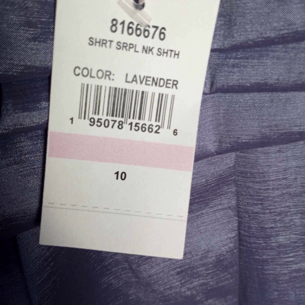 Alex Evening Cocktail Dress Lavender Faux Wrap Stretch Satin Sheath Size 10 - Picture 7 of 8